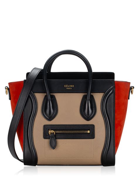 CELINE Drummed Calfskin Nubuck Nano Tri